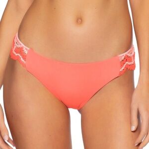 BECCA X Rebecca Virtue Pink & White Hipster Bikini Bottom Size Medium NWT